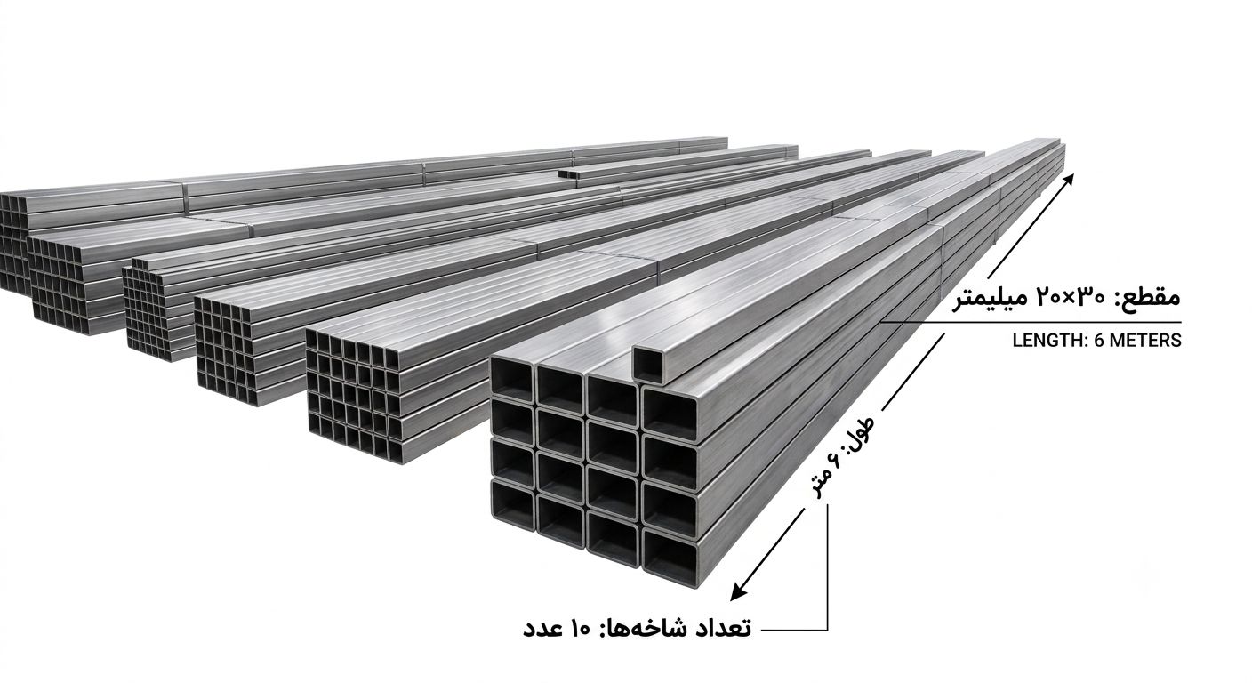 پروفیل استیل 201 ابعاد 20×30